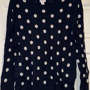 Old Navy Navy and White Polka Dot Crew Neck Sweater